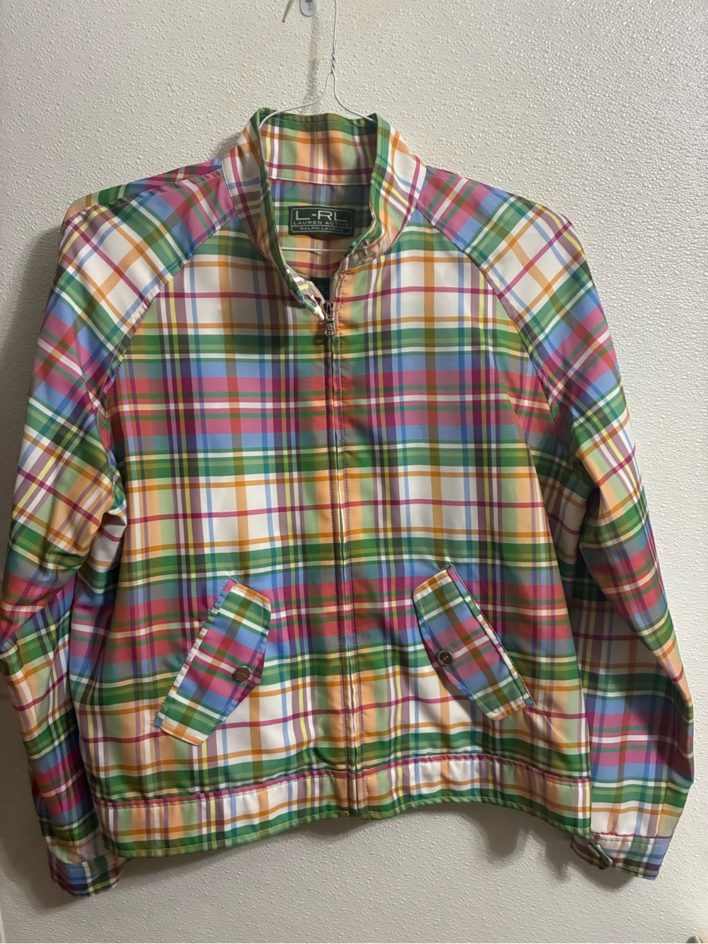 Vintage Lauren Active L-RL Multicolor Plaid Zip Windbreaker Jacket L